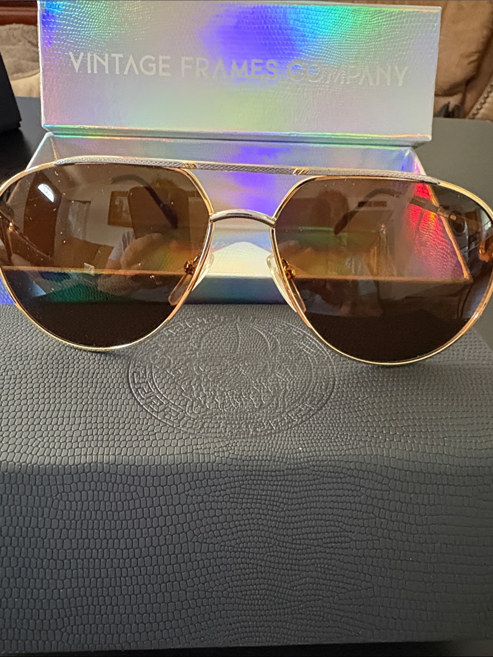 Men’s Gold Aviator Sunglasses with Brown Lenses